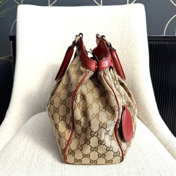 Gucci authentic Sukey bag brown monogram canvas with brick red leather handles - Picture 6 of 16